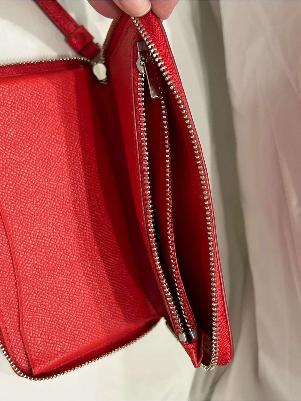 Coach Red Zip-Around Leather Wallet with Silver Hardware